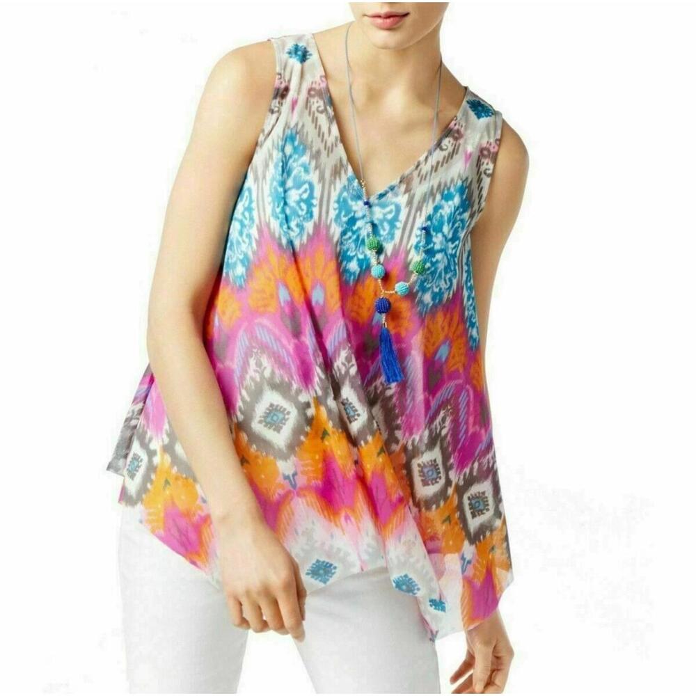 I.N.C. INTERNATIONAL CONCEPTS * Sheer Women’s Multicolor Tank Top SIZE PET